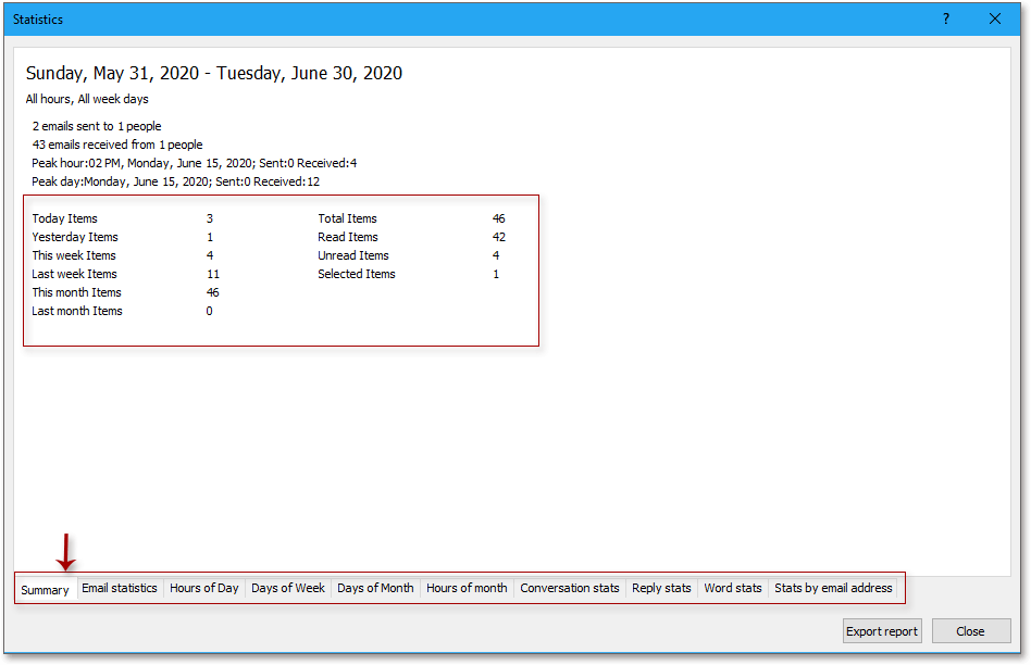 doc kutools statistično poročilo 3