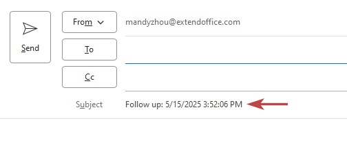 shot of the result of customized subject line