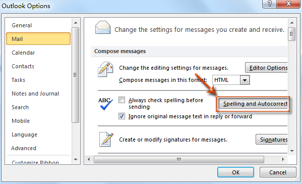 cehck for spellign and gramar bevfore sending an email in outlook for mac