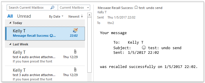 is there a way to recall an email in outlook