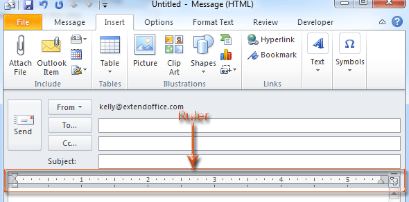 display ruler in outlook for mac