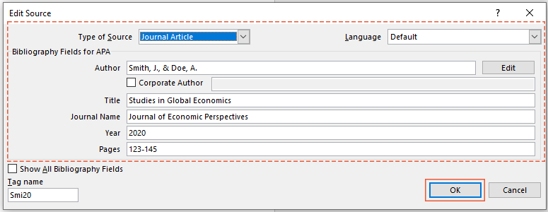 how to edit bibliography in word