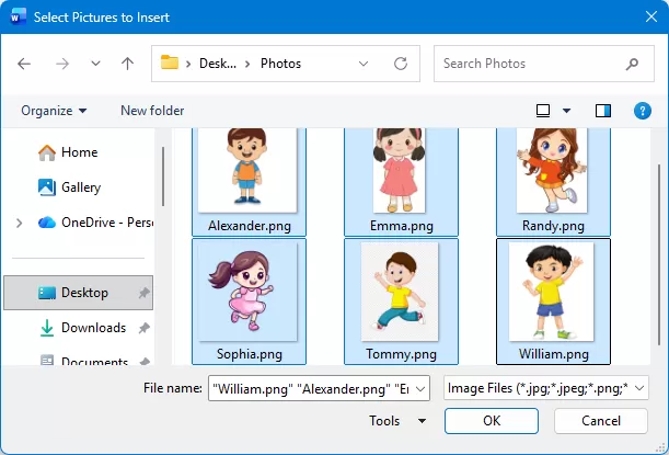 select images from the folder