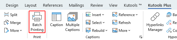 Open Batch Printing in Kutools for Word