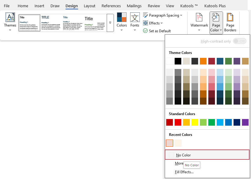 Select No Color to restore the default white background