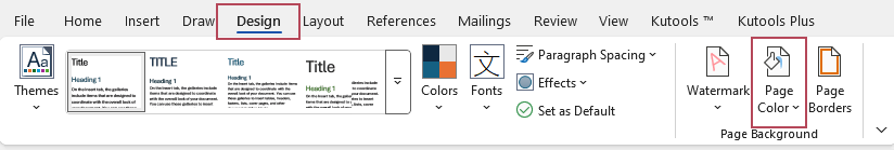 Click Page Color in the Page Background group