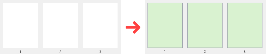 The selected color is applied to the background of all pages in the current document