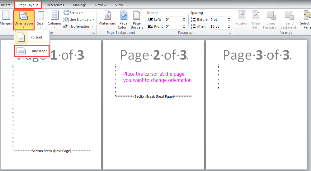 how-to-change-orientation-of-one-page-in-word