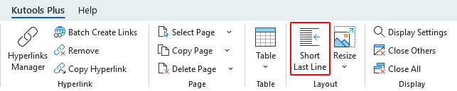 Short Last Line under the Kutools Plus tab