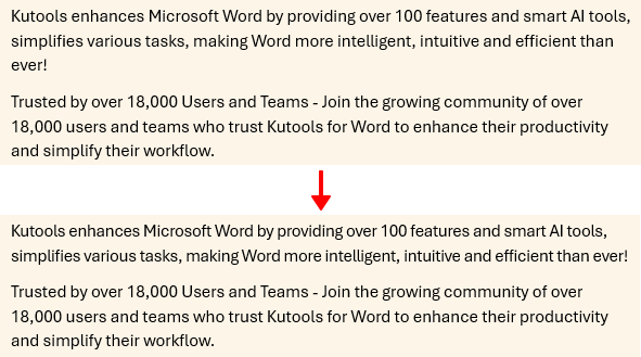 Document before and after using Short Last Line to pull short last lines up into the previous line