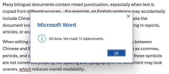 Convert Chinese comma to English comma