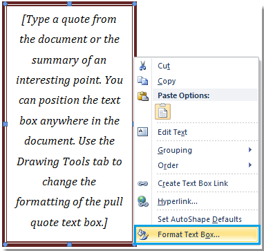 how to create text box in word