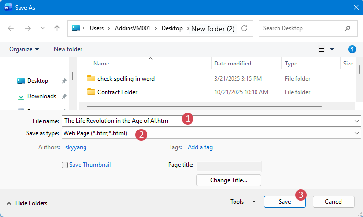 specify the options in the window