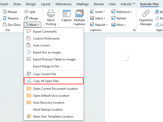 Click Copy All Open Files on the ribbon
