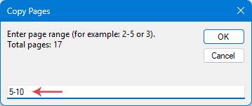 enter the page range