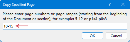 enter a range of pages to copy