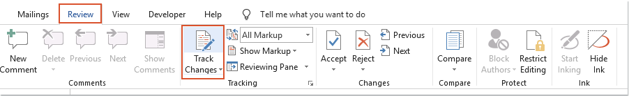 doc copiar alterações de trilha para o Outlook 1