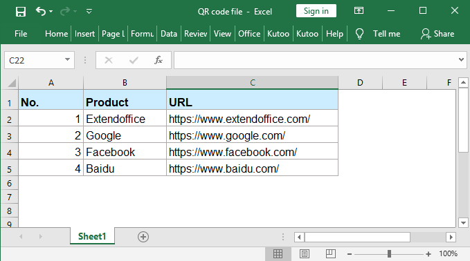 convert text to qr code in excel