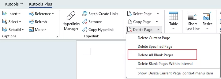 click Delete All Blank Pages