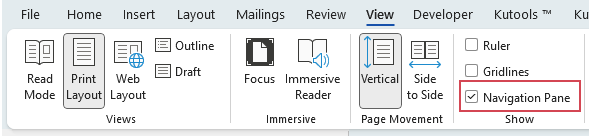 check the Navigation Pane