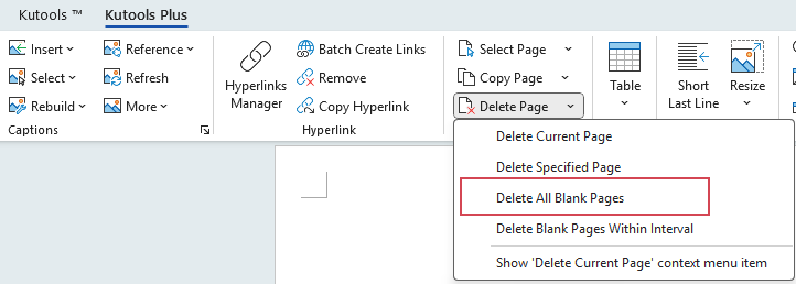 click Delete All Blank Pages
