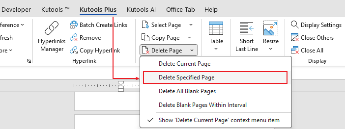 kutools-click-delete-specified-page