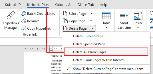 kutools-delete-blank-pages