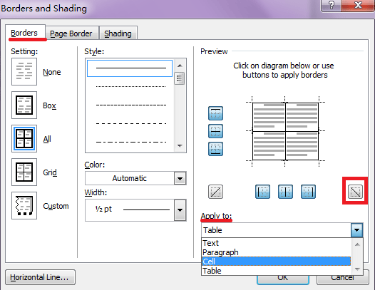 How To Insert Diagonal Line To Table In Word