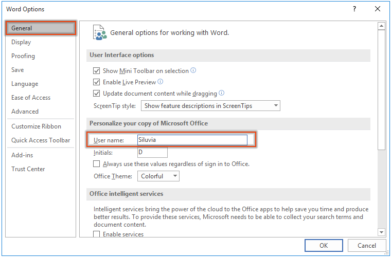 change the author name on word for mac 2011
