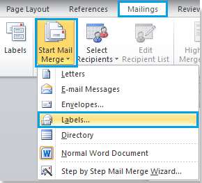 mail merge labels windows 10