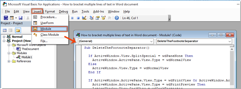 how to add footnote line separator