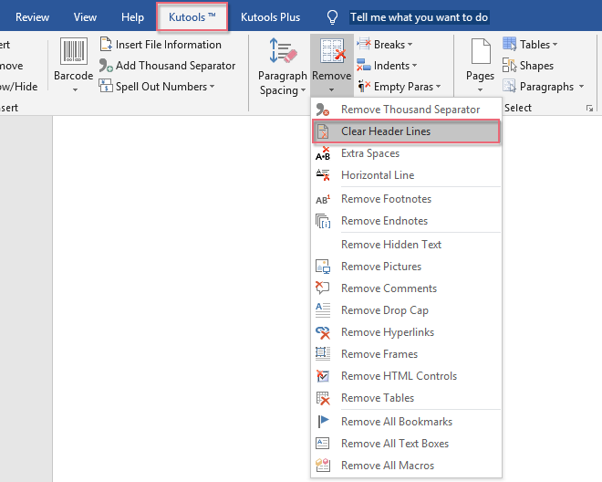 how to delete header and footer in word to only one page