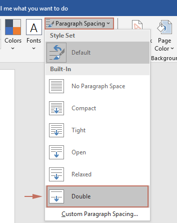 Double option on the Paragraph Spacing drop-down