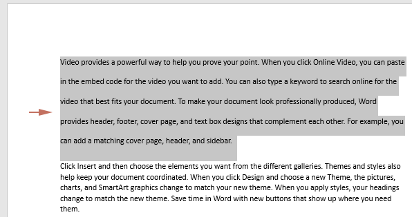 Paragraph spacing os selected paragraph is doubled