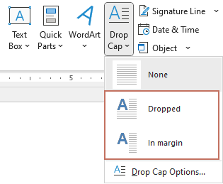 Drop Cap options