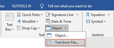 Text from File option on the ribbon