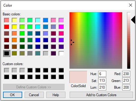 the Color dialog