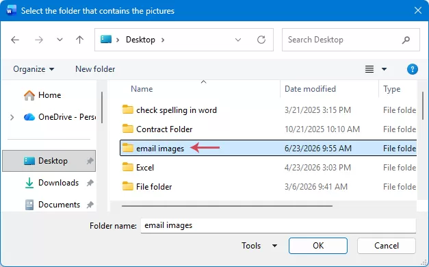 select one or more pictures to insert