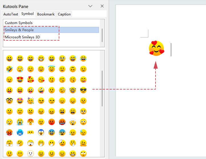 insert emojis by kutools