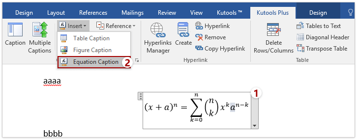 Easily Insert A Right Aligned Caption Next To An Equation In Word