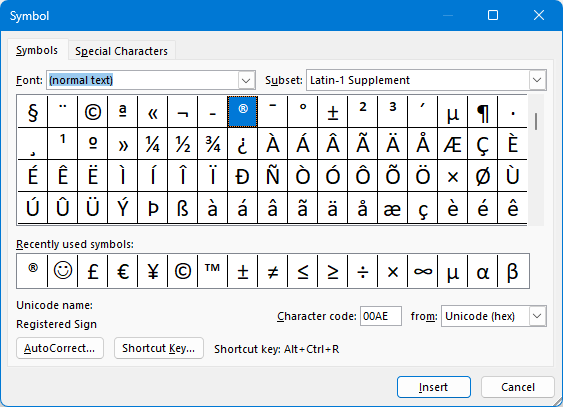 Select the symbol you need