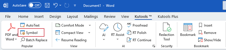 click Symbol of kutools