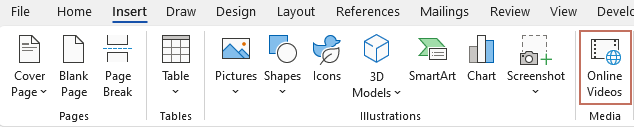 Online Videos button on the ribbon