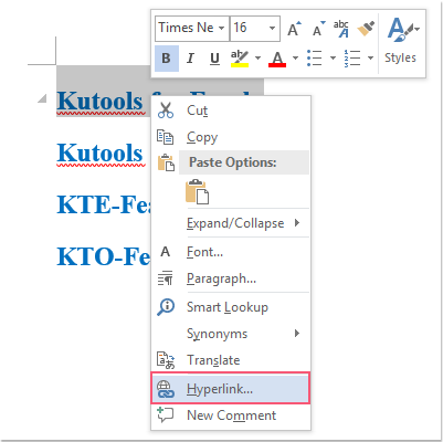 how to create a bookmark in word template