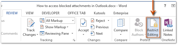 microsoft word lock text