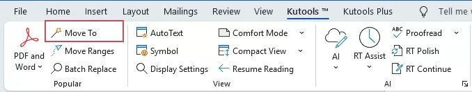 click move to feature of kutools