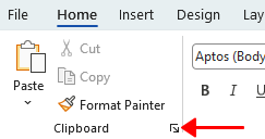 Open the Office Clipboard pane in Word