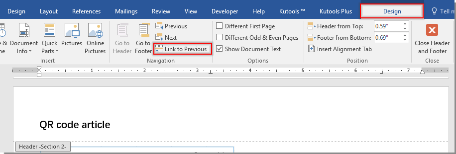 how to exit header and footer in word