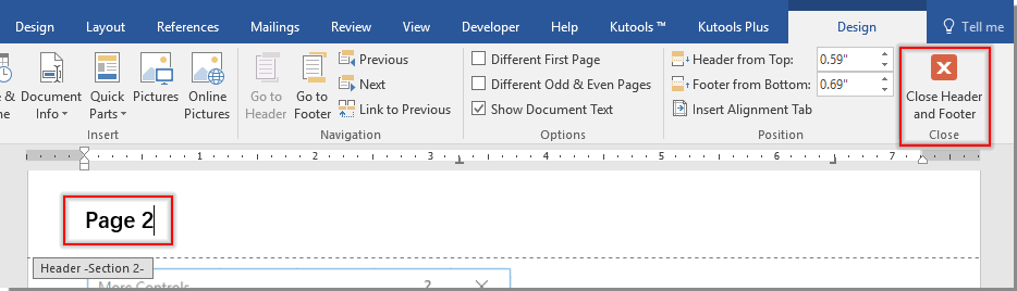 how to insert a save header in word