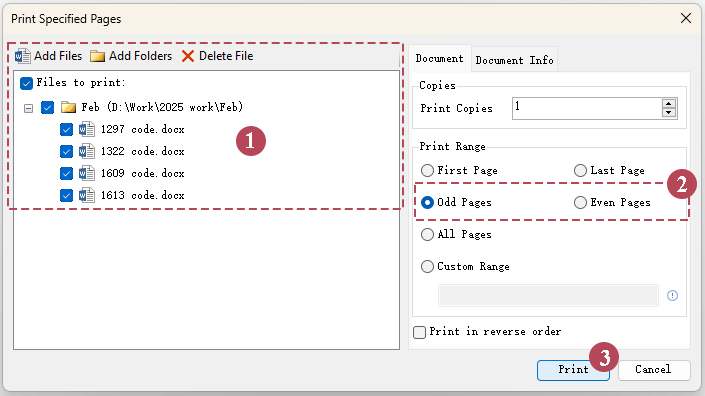In the Batch Printing dialog